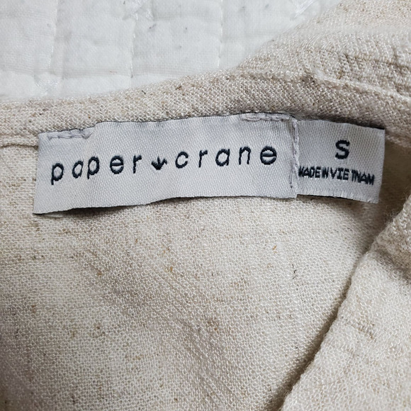 Paper Crane Linen Midi Oatmeal Tie Ivory - Picture 6 of 12